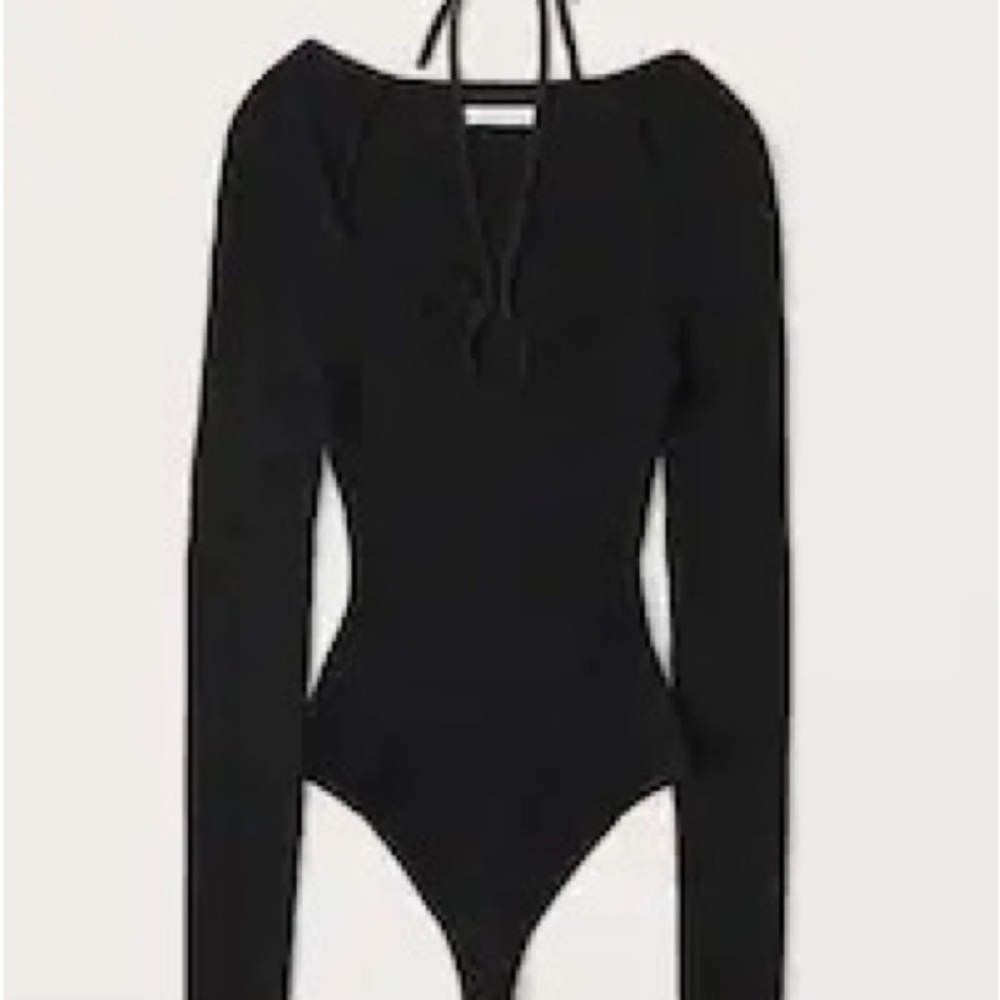 Black Abercrombie long sleeve bodysuit